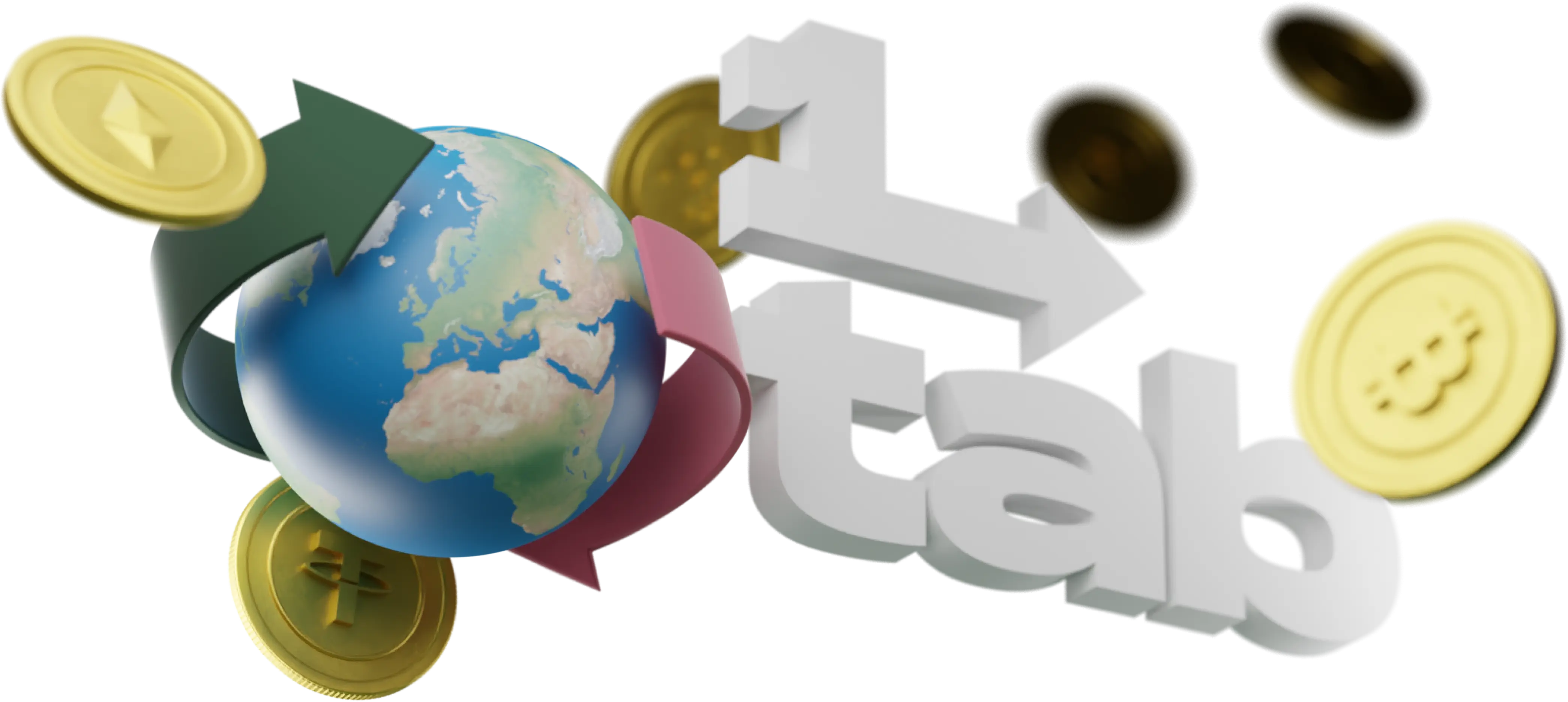 3D worldwide crypto exchange illustration